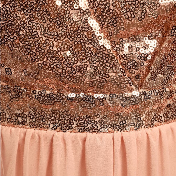 Lulus deep V rose gold sequin maxi dress - Picture 9 of 10